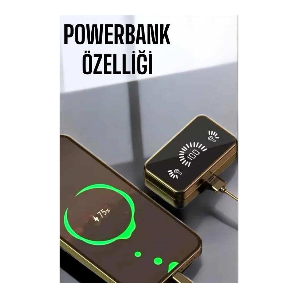 Aynalı Bluetooth Kulaklık Telefon Standlı Dijital Göstergeli