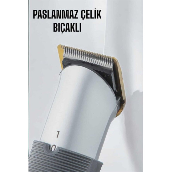4 Taraklı Profesyonel Şarjlı Saç ve Sakal Kesme Tıraş Makinesi Seti