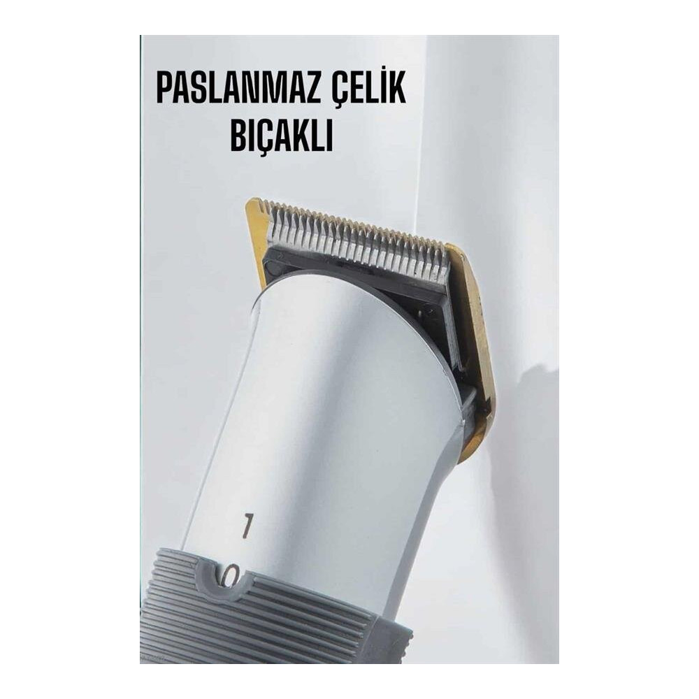 4 Taraklı Profesyonel Şarjlı Saç ve Sakal Kesme Tıraş Makinesi Seti