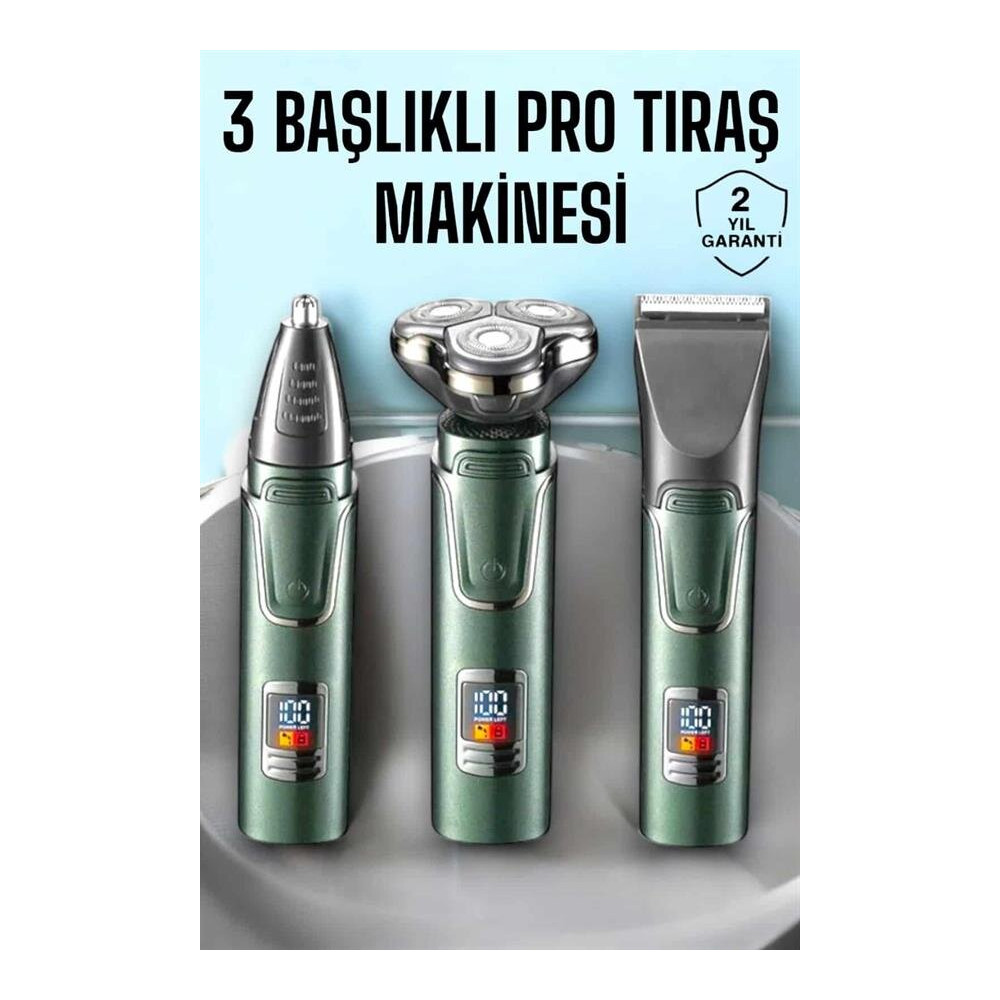 3 Başlıklı Profesyonel Saç ve Sakal Bakım Seti Vücut Burun ve Kulak Tü