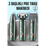 3 Başlıklı Profesyonel Saç ve Sakal Bakım Seti Vücut Burun ve Kulak Tü