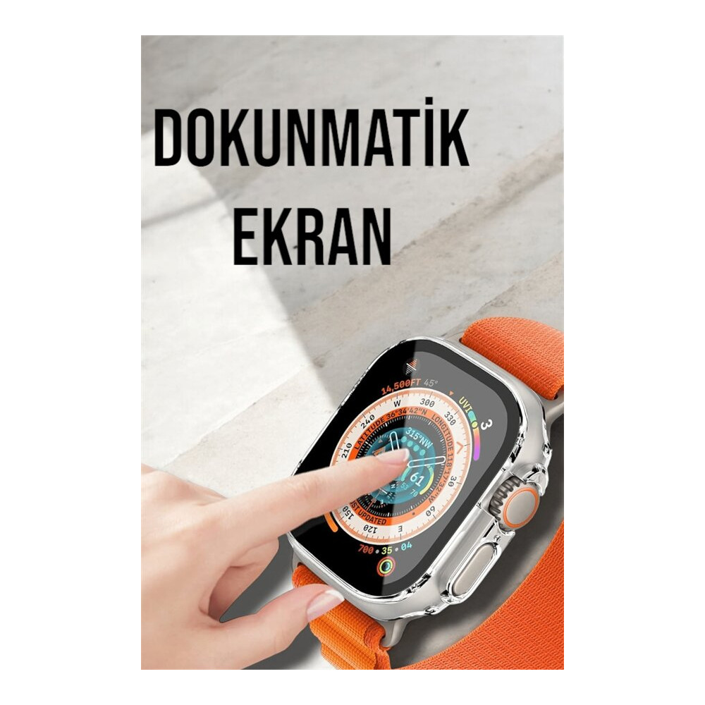 Bluetooth Bağlantılı 49MM Dokunmatik Akıllı Saat Sağlık ve Spor Takip 