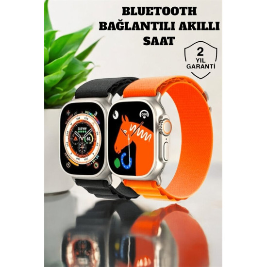Bluetooth Bağlantılı 49MM Dokunmatik Akıllı Saat Sağlık ve Spor Takip 
