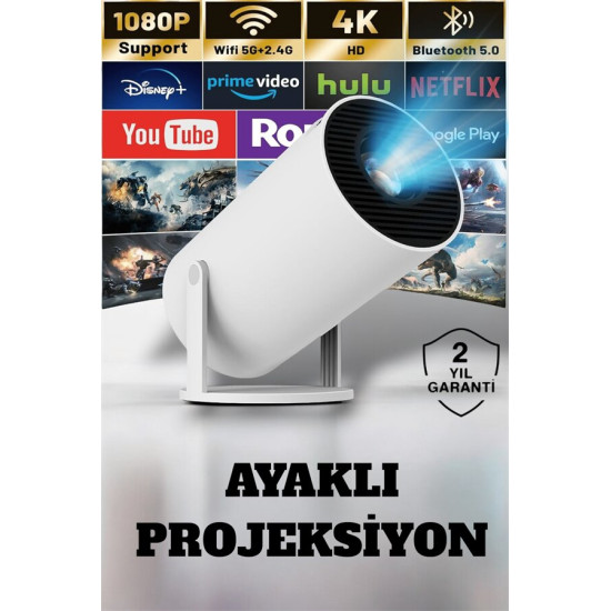 Ev Sineması Projeksiyon Cihazı – 160 ANSI Lümen 4K Uyumlu ve Kablosuz 