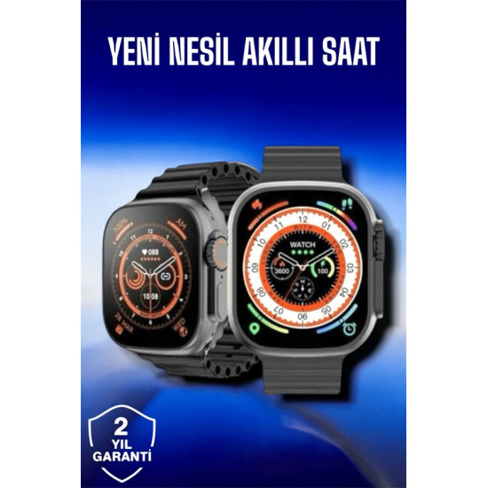 45 MM Gri Kasa Ultra Akıllı Saat Sesli Görüşme Sağlık Takibi Suya Daya