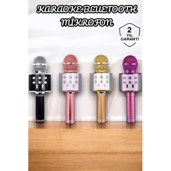 Şarjlı ve Uzun Pil Ömürlü Karaoke Mikrofon USB Bellek Destekli Profesy