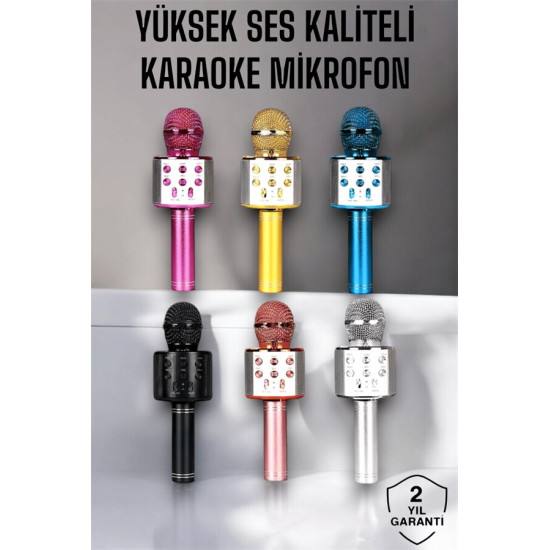 Kablosuz Bluetooth Karaoke Mikrofon USB ve AUX Girişli Yüksek Ses Kali