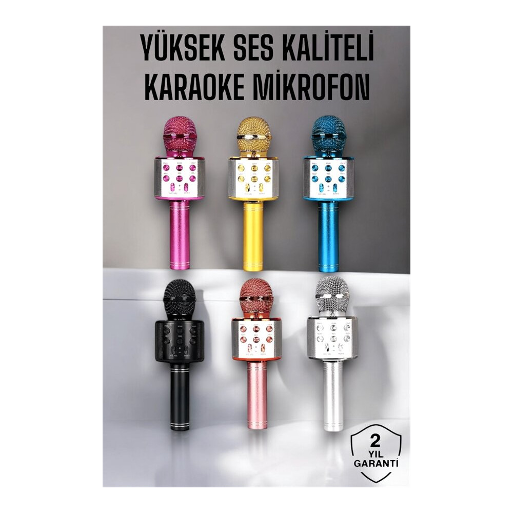 Kablosuz Bluetooth Karaoke Mikrofon USB ve AUX Girişli Yüksek Ses Kali