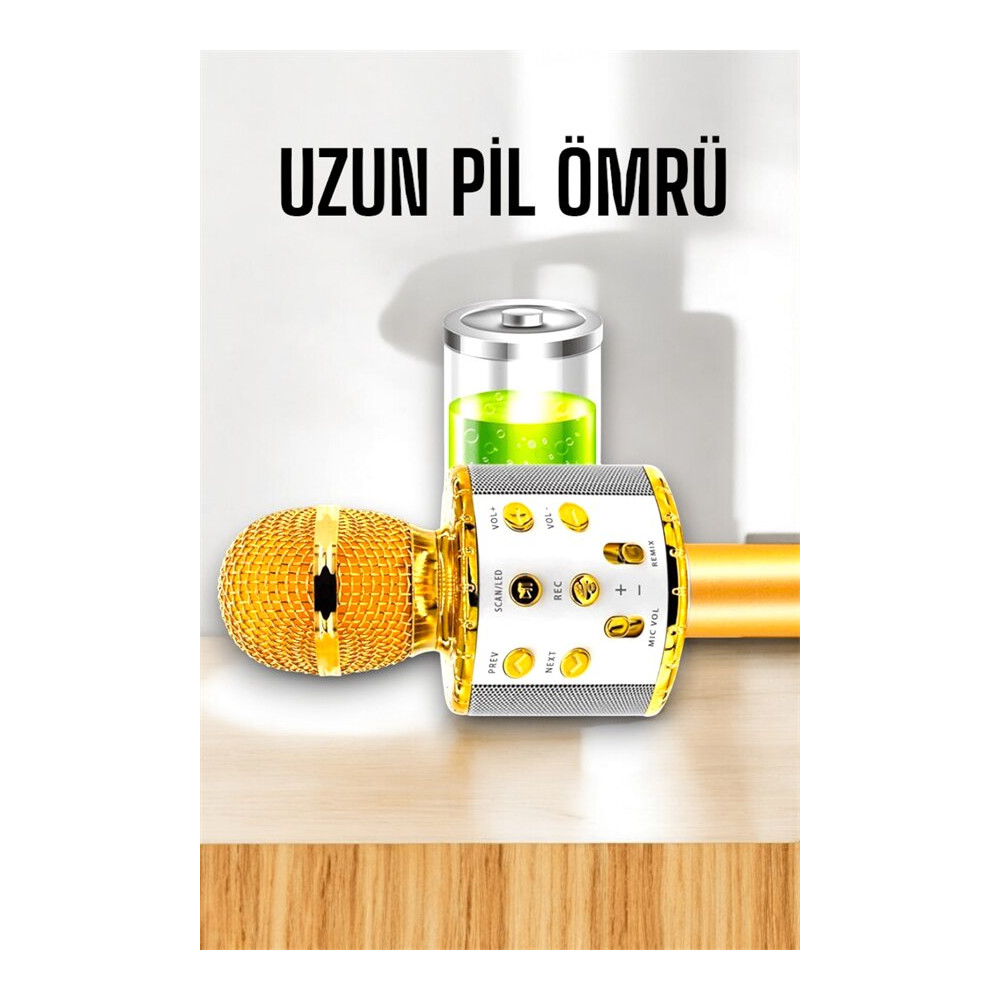 Kablosuz Bluetooth Karaoke Mikrofon USB ve AUX Girişli Yüksek Ses Kali