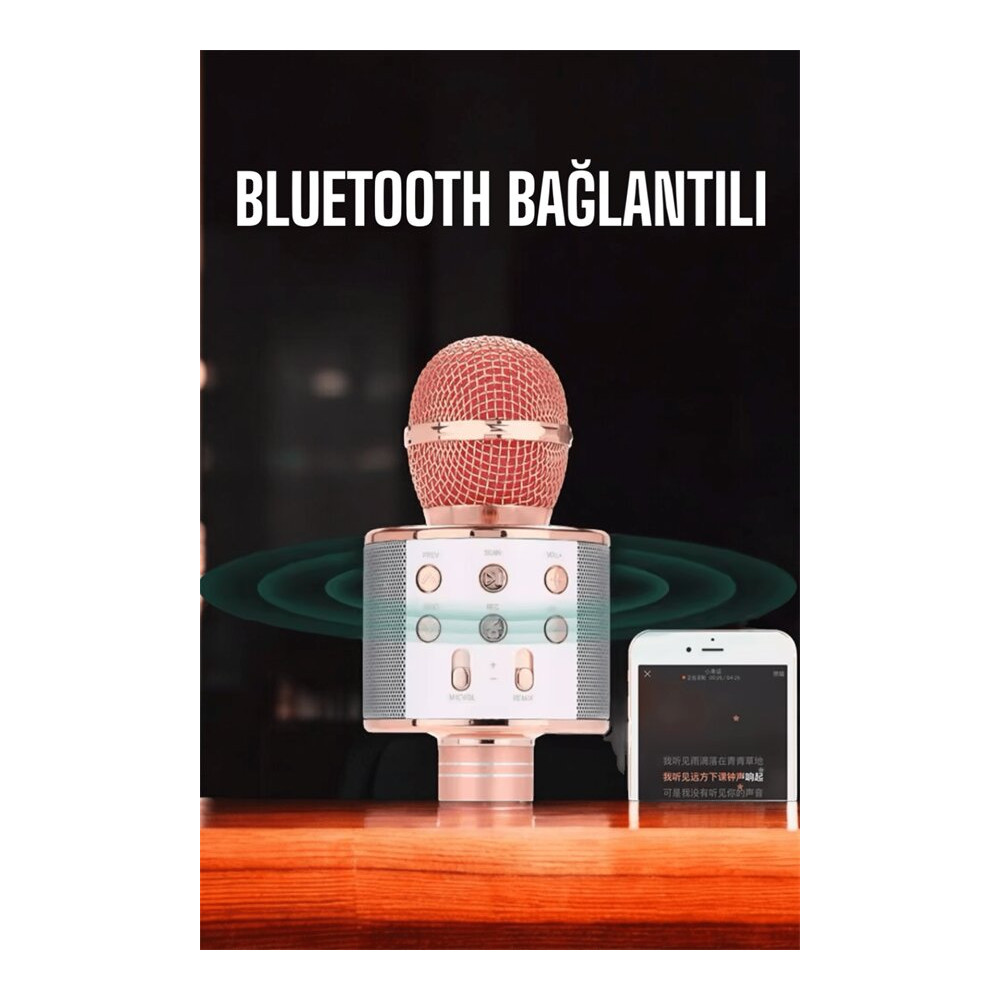 Kablosuz Bluetooth Karaoke Mikrofon USB ve AUX Girişli Yüksek Ses Kali