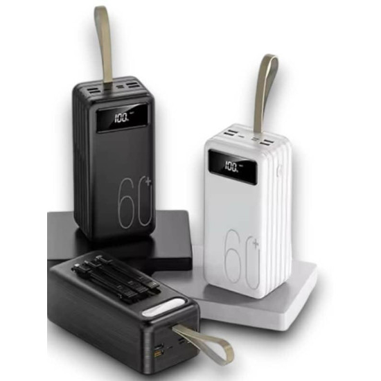 Powerbank 60.000 Mah Taşınabilir Şarj Hızlı El Fenerli Dijital Gösterg
