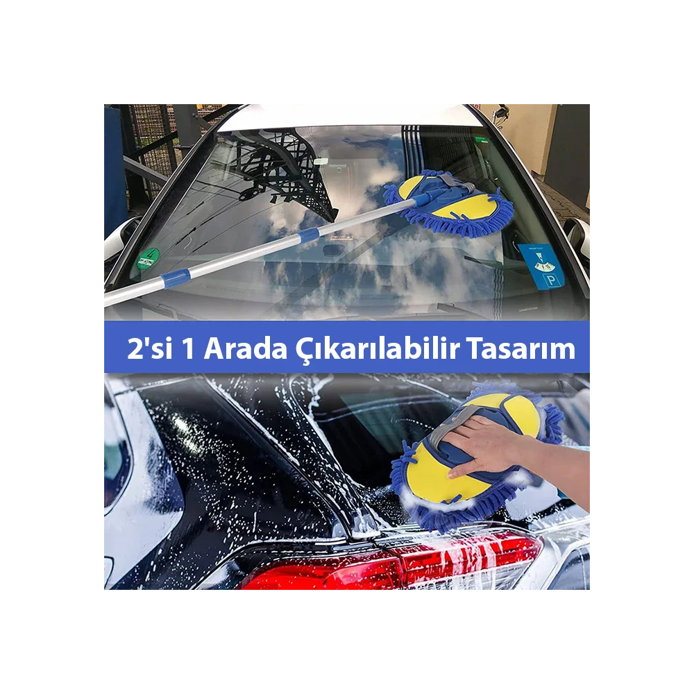 ALLY Mikrofiber Dönebilen Püsküllü Araba Yıkama Ve Temizleme Fırçası