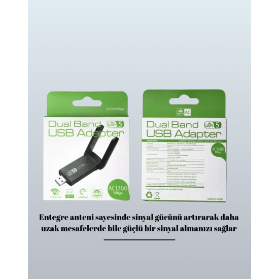 USB WiFi Adaptör – 1200 Mbps Hız