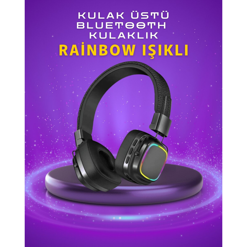 Renkli Işık Efektli Bluetooth 5.3 Müzik Kulaklığı
