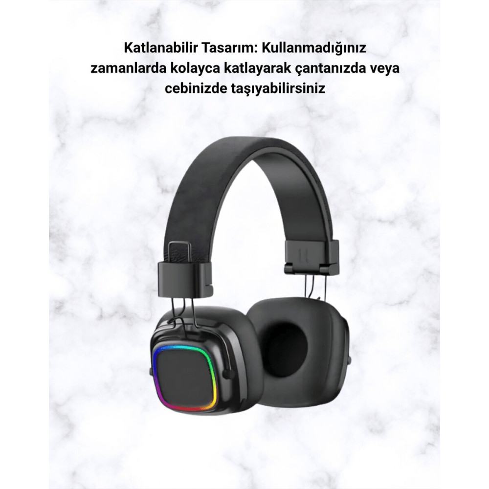 RGB Işıklı Katlanabilir Bluetooth 5.3 Kulak Üstü Kulaklık