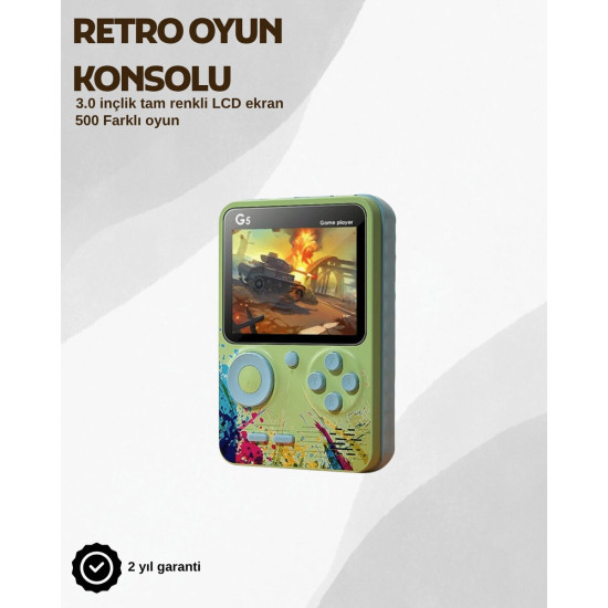 Çocuklara Özel 4K HD Retro Oyun Konsol El Atari Taşınabilir 500 Oyunlu