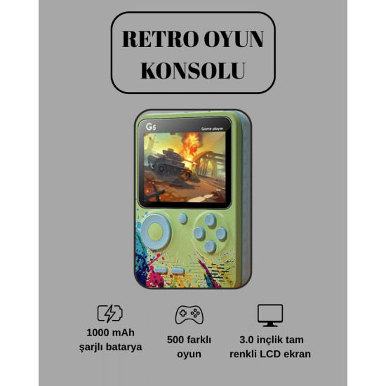 TV Bağlantılı 500 Oyunlu Mini Gameboy Konsol