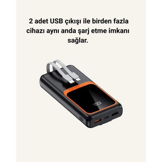 Dijital Ekranlı 20.000 mAh Powerbank | 22.5W Hızlı Şarj + Çoklu Bağlan