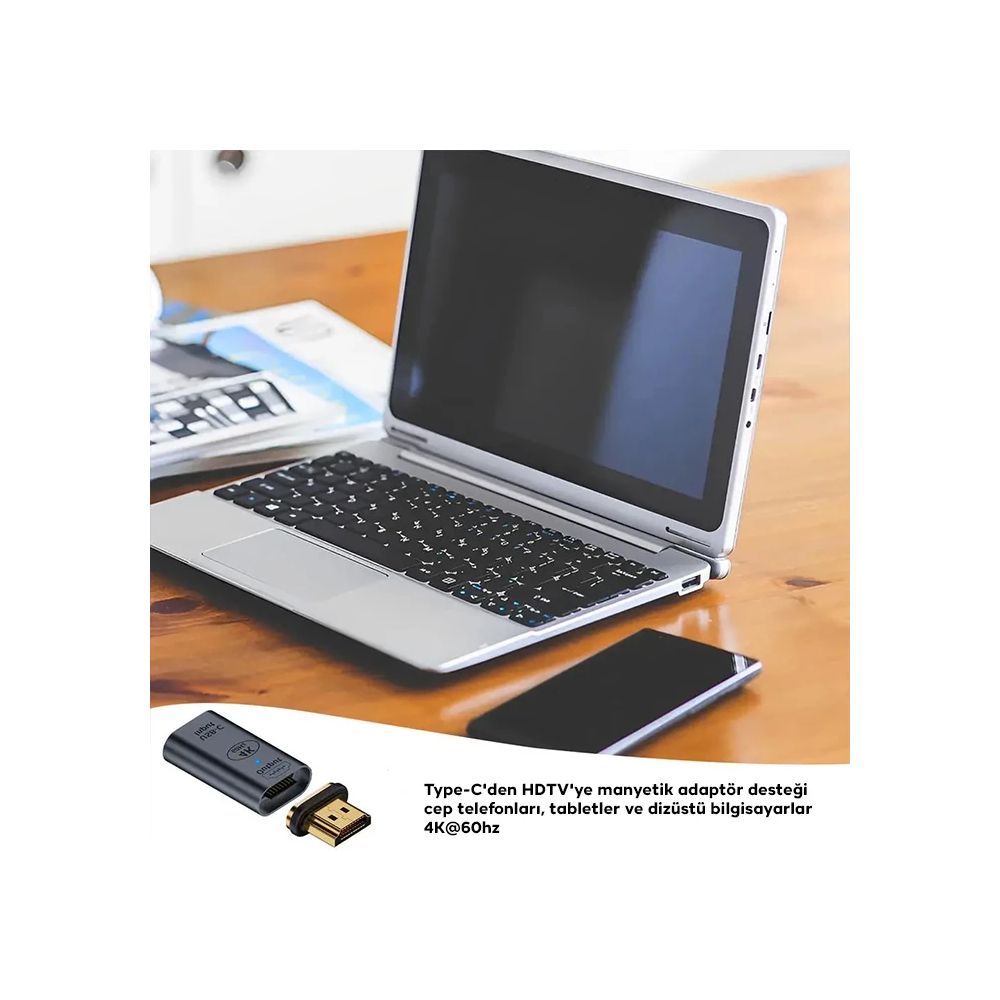 ALLY HDMI To Type-c 4K 60Hz Mıknatıs Başlıklı Çevirici Otg Adaptör