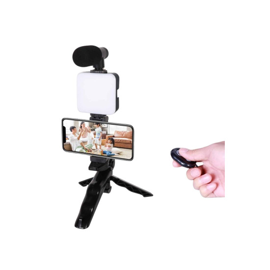 Telefon Tutucu Mini Mikrofonlu Tripod Vlog Çekim Video