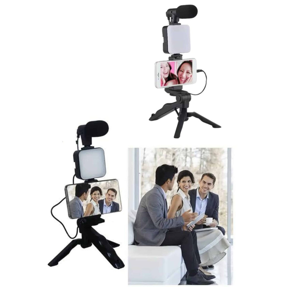 Telefon Tutucu Mini Mikrofonlu Tripod Vlog Çekim Video