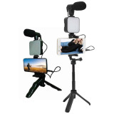 Telefon Tutucu Led Işıklı Kumandalı Mikrofon Telefon Vlog Video Kayıt
