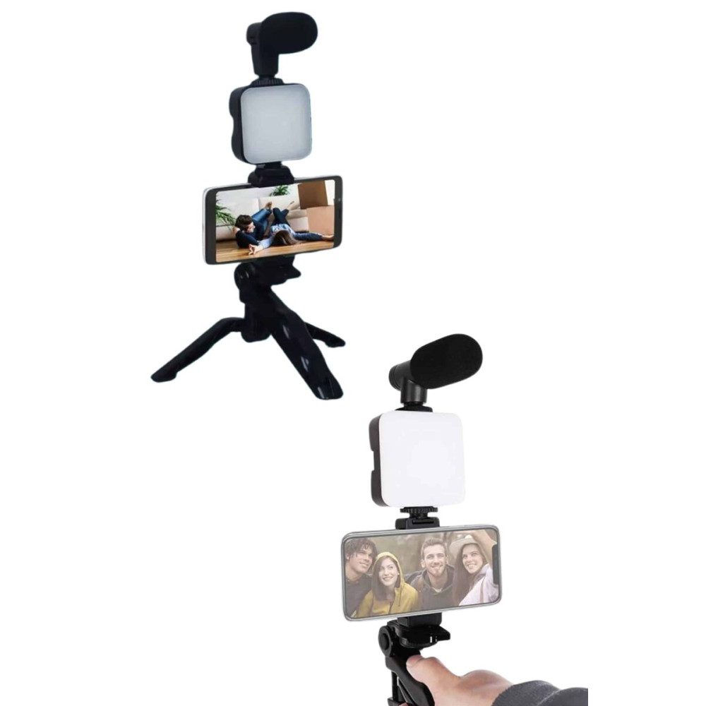Video Making Kit Telefon Tutucu Vlog Video Mini Led Işıklı