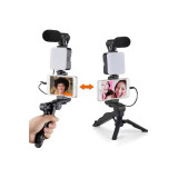 Telefon Tutucu Mikrofonlu Işıklı Youtuber Video Kayıt