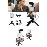 Telefon Tutucu Mikrofonlu Işıklı Youtuber Video Kayıt