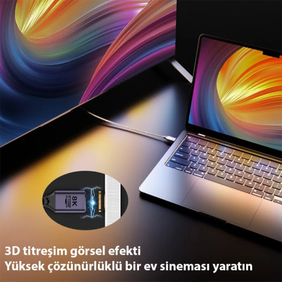 ALLY HDMI to HDMI 8K HD 2.1UHD Mıknatıs Başlıklı Kablo 2 Metre