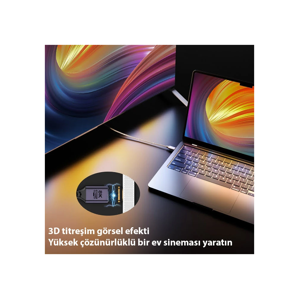 ALLY HDMI to HDMI 8K HD 2.1UHD Mıknatıs Başlıklı Kablo 2 Metre