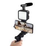 Telefon Tutucu Mini Mikrofonlu Tripod Vlog Çekim Video