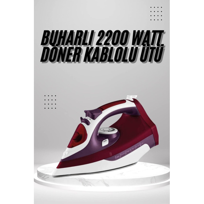 Seramik Tabanlı Kırmızı 2200 Watt Şok Buharlı Ütü