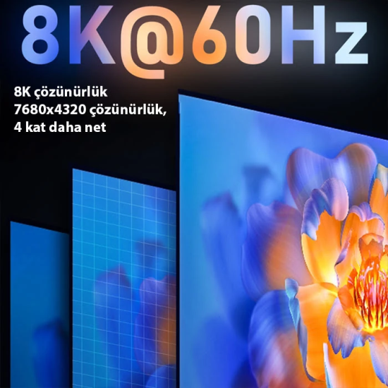 ALLY HDMI to HDMI 8K HD 2.1UHD Mıknatıs Başlıklı Kablo 1 Metre