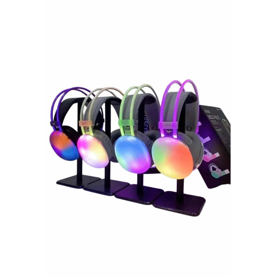 RGB Işıklı Yüksek Ses Kaliteli Kablosuz Kulak Üstü Bluetooth Kulaklık