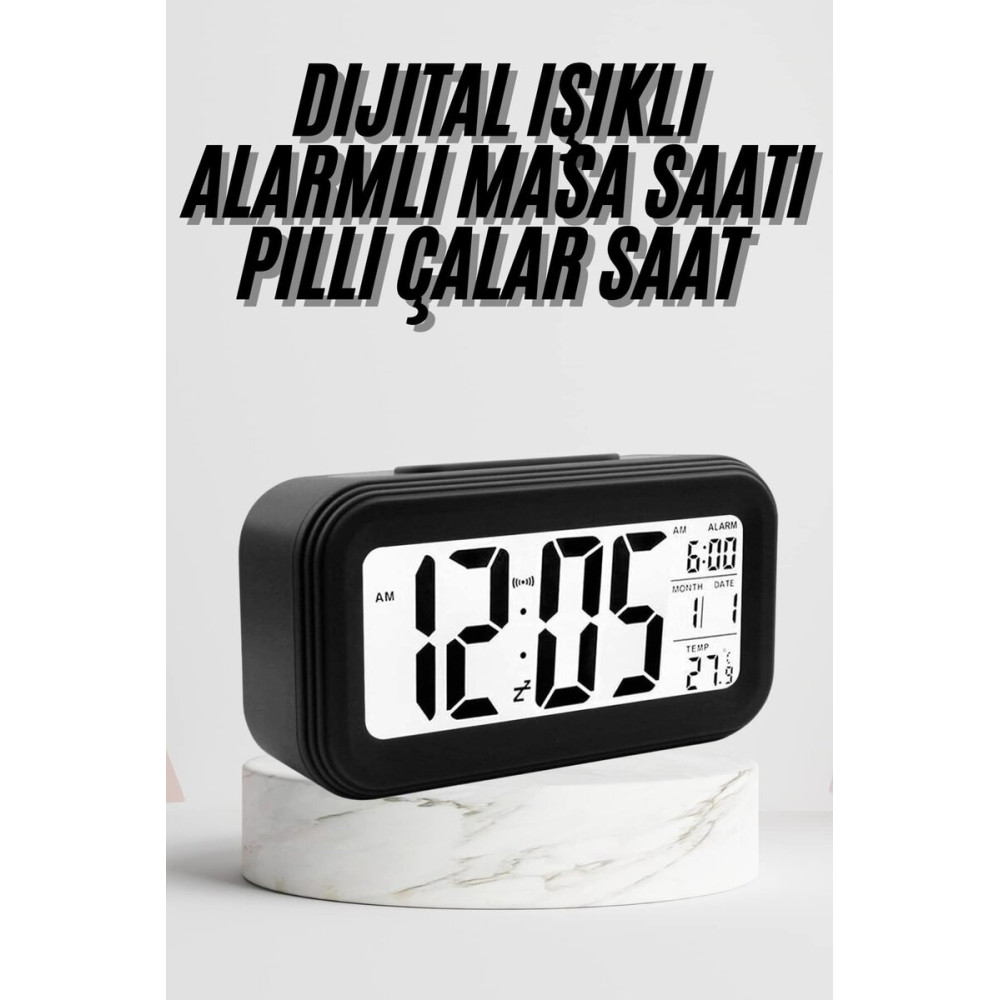 Fotoselli Dijital Masa Saati Aydınlatmalı Alarm ve Tarih Göstergeli