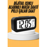 Dijital Masa Saati Takvim Çalar Saat Alarmlı Işıklı Led Ekran Pilli