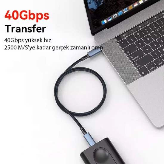 ALLY 40Gbps 240W Type-C 8K Görüntü ve Hızlı Data Şarj Kablosu