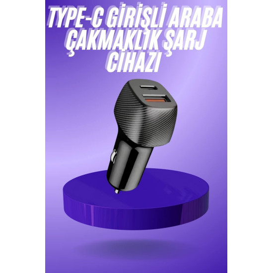 38W USB Type-C Girişli Oto Çakmaklık Araç İçi Hızlı Şarj Çakmaklık Şar