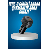 Araç İçi Şarj Cihazı 38W Güç Kapasiteli Type-C Girişli Araba Çakmaklık