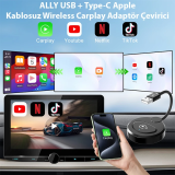 USB+Type-C Apple Kablosuz Wireless Carplay Adaptör Çevirici -Youtube N