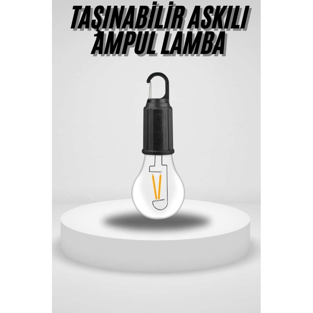 Taşınabilir Askılı Ampul Kamp Lambası Askılı Type-C Şarjlı Bahçe Lamba