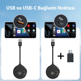 USB+Type-C Apple Kablosuz Wireless Carplay Adaptör Çevirici -Youtube N