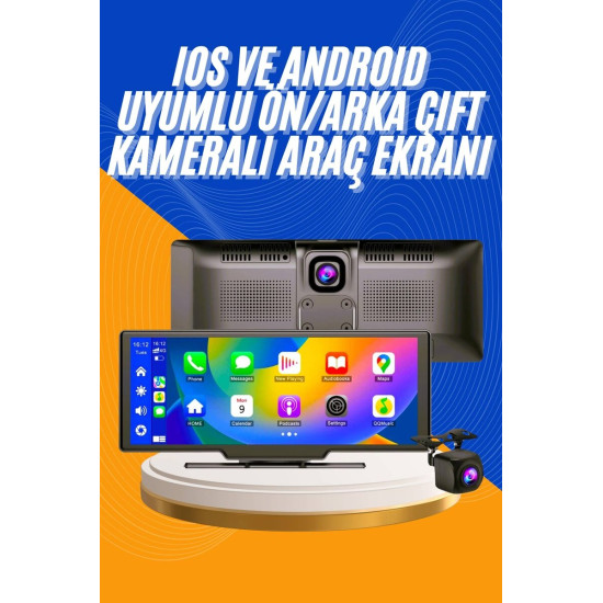 4K Ultra Araç İçi Ön ve Arka Kameralı Ekran HD 2 Kameralı Torpido Üstü