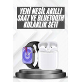 Akıllı Saat Gümüş Kasa Bluetooth Kulaklık Hediyeli Çok Fonksiyonlu İki
