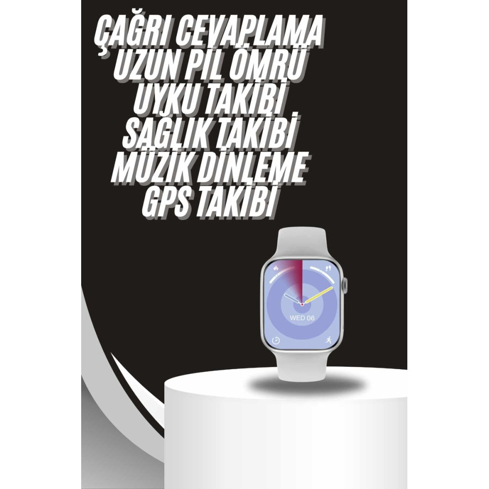 Akıllı Saat Gümüş Kasa Bluetooth Kulaklık Hediyeli Çok Fonksiyonlu İki
