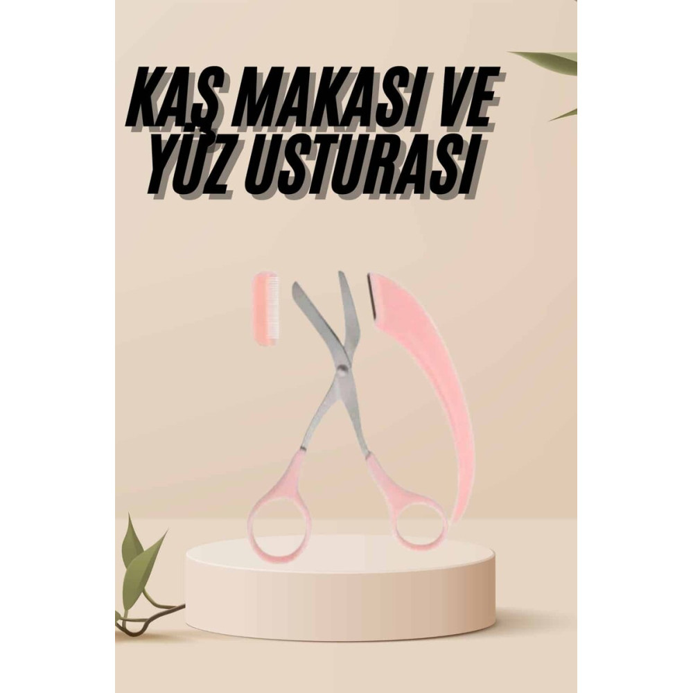 Kavisli Kaş Kirpik Düzeltici Bıyık Alma Taraklı Kaş Makası Yüz Bakım S