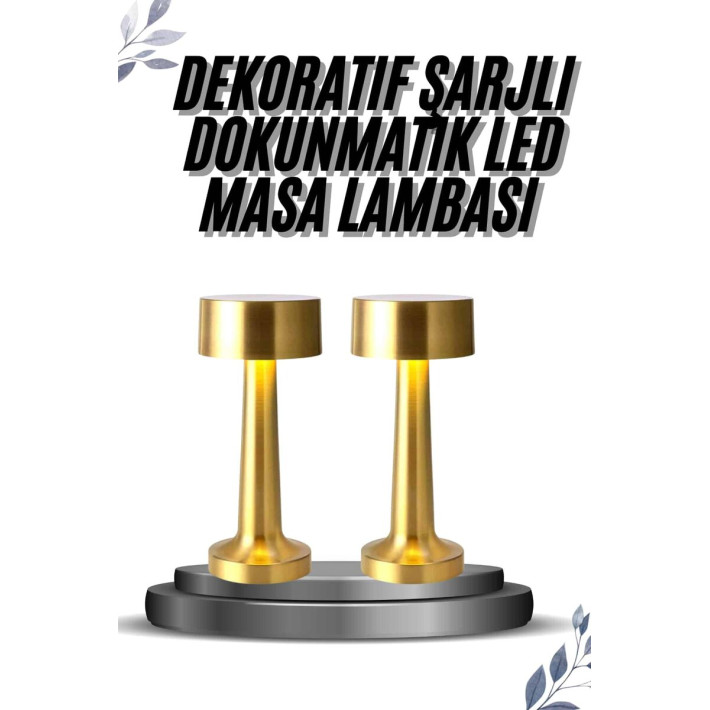 Kablosuz Renkli Masa ve Gece Lambası Altın Rengi Dokunmatik Led Lamba