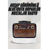 Bluetooth Hoparlör Ahşap Renk Vintage Işıklı Nostaljik Radyo Fm Ahşap 