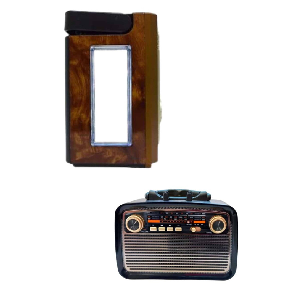 Bluetooth Hoparlör Ahşap Renk Vintage Işıklı Nostaljik Radyo Fm Ahşap 